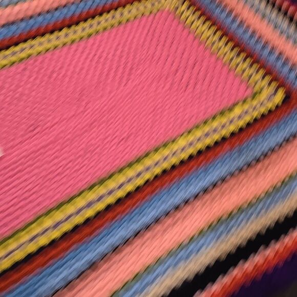 VTG Crochet Colorful Afghan Blanket 79x49in Pink Bed Throw Shell Stitch Handmade - Picture 9 of 10